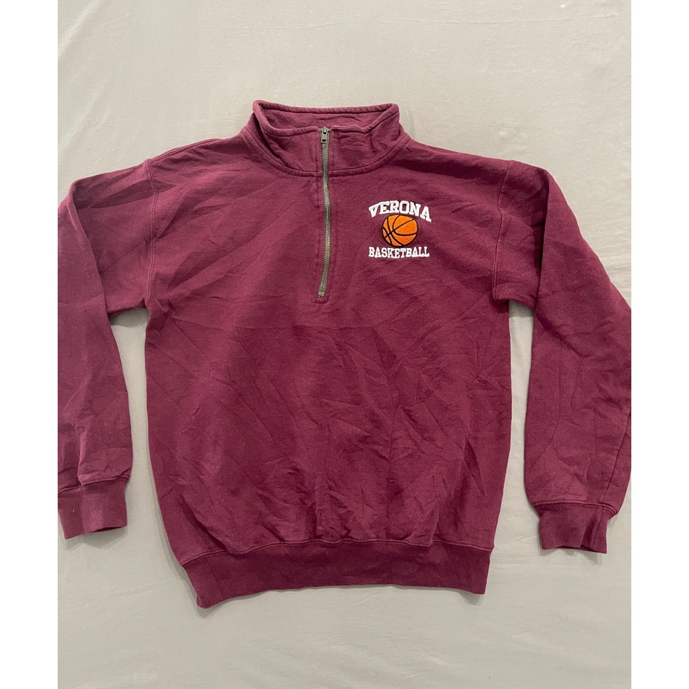 Gildan Heavy Blend Verona Basketball Quarter Zip Sweatshirt Maroon Mens Small